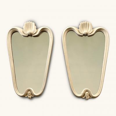 Osvaldo Borsani Italian 1940s Pair of Gesso Sculpted Mirrors