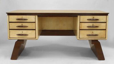 Osvaldo Borsani Italian 1940s Parchment Veneer Desk