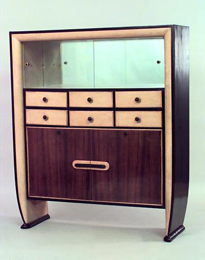 Osvaldo Borsani Italian 1940s Rosewood and Parchment Cabinet