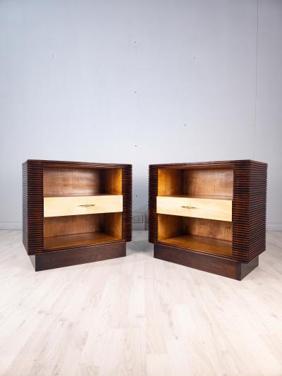 Osvaldo Borsani Italian Art Deco Nightstands in Parchment Attributed to Osvaldo Borsani 1940s