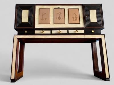 Osvaldo Borsani Italian Art Deco Parchment Cabinet Bar attributed to Osvaldo Borsani 1940s