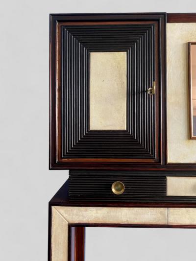 Osvaldo Borsani Italian Art Deco Parchment Cabinet Bar attributed to Osvaldo Borsani 1940s