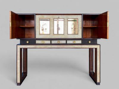 Osvaldo Borsani Italian Art Deco Parchment Cabinet Bar attributed to Osvaldo Borsani 1940s