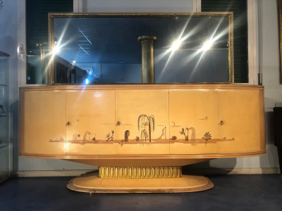 Osvaldo Borsani Italian Art Deco Sideboard with Mirror Italy 1940