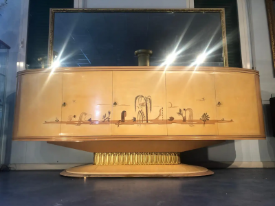Osvaldo Borsani Italian Art Deco Sideboard with Mirror Italy 1940