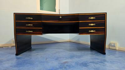 Osvaldo Borsani Italian Art Deco Table Desk Ebony Makassar attributed to Osvaldo Borsani 1940