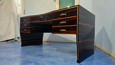 Osvaldo Borsani Italian Art Deco Table Desk Ebony Makassar attributed to Osvaldo Borsani 1940