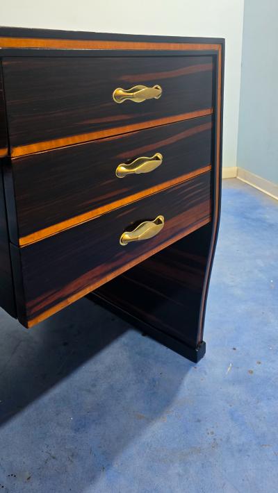 Osvaldo Borsani Italian Art Deco Table Desk Ebony Makassar attributed to Osvaldo Borsani 1940
