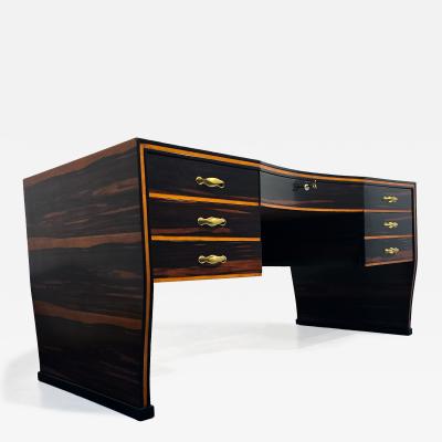 Osvaldo Borsani Italian Art Deco Table Desk Ebony Makassar attributed to Osvaldo Borsani 1940