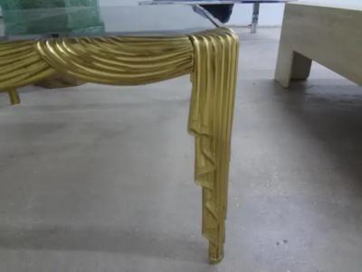 Osvaldo Borsani Italian Brass Coffee Table with Draped Design