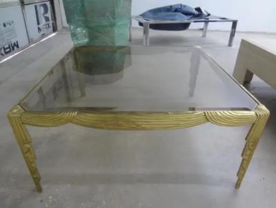Osvaldo Borsani Italian Brass Coffee Table with Draped Design