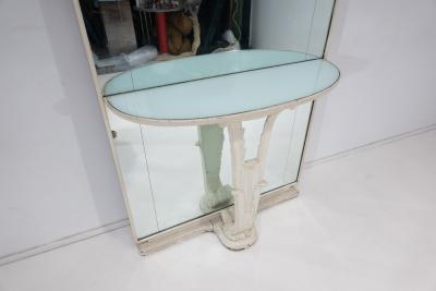 Osvaldo Borsani Italian Console Table Mirror in the Style of Osvaldo Borsani