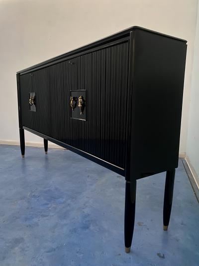 Osvaldo Borsani Italian Mid Century Black Lacquered Sideboard by Osvaldo Borsani 1950s