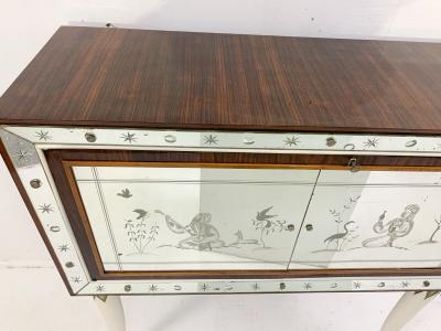 Osvaldo Borsani Italian Mid Century Mirrored Cocktail Cabinet in the Style of Borsani