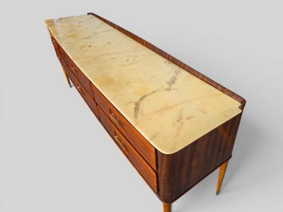 Osvaldo Borsani Italian Mid Century Teak and Marble Sideboard Osvaldo Borsani Style 1950s