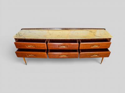 Osvaldo Borsani Italian Mid Century Teak and Marble Sideboard Osvaldo Borsani Style 1950s