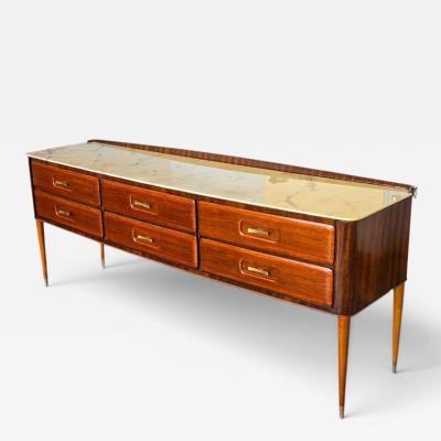 Osvaldo Borsani Italian Mid Century Teak and Marble Sideboard Osvaldo Borsani Style 1950s