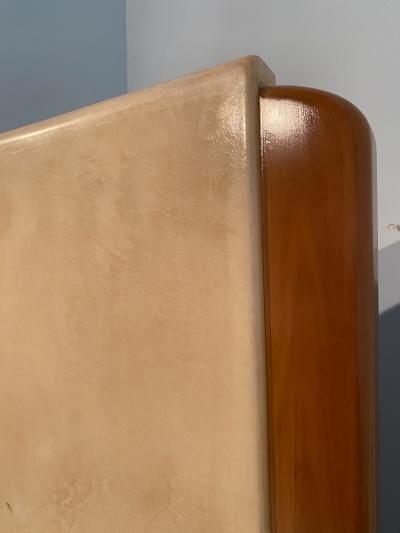 Osvaldo Borsani Italian Midcentury Cherry Parchment Bed by Osvaldo Borsani 1950s