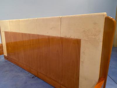 Osvaldo Borsani Italian Midcentury Cherry Parchment Bed by Osvaldo Borsani 1950s