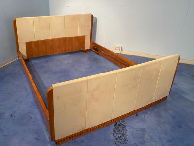 Osvaldo Borsani Italian Midcentury Cherry Parchment Bed by Osvaldo Borsani 1950s