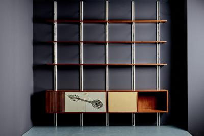 Osvaldo Borsani Mid Century Wall Mounted Shelving Unit attributed to Osvaldo Borsani