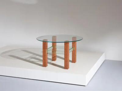Osvaldo Borsani Midcentury Italian Glass Coffee Table with Diamond Shaped Wooden Legs 1960s