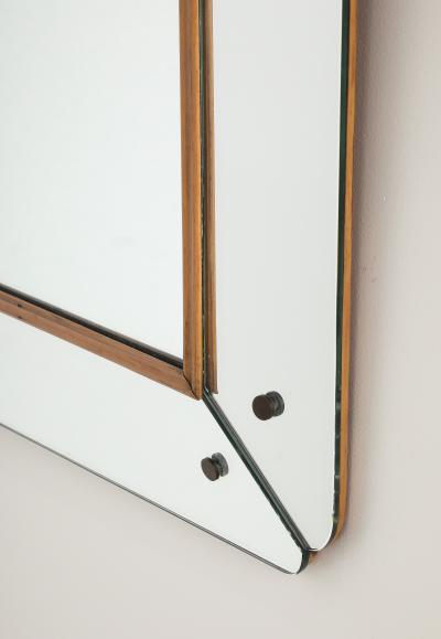 Osvaldo Borsani Osvaldo Borsani Att Glass and Wood Wall Mirror circa 1940