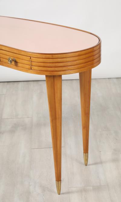 Osvaldo Borsani Osvaldo Borsani Att Wood and Rose Gold Glass Desk or Vanity circa 1955