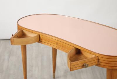 Osvaldo Borsani Osvaldo Borsani Att Wood and Rose Gold Glass Desk or Vanity circa 1955