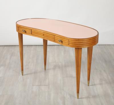 Osvaldo Borsani Osvaldo Borsani Att Wood and Rose Gold Glass Desk or Vanity circa 1955
