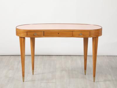 Osvaldo Borsani Osvaldo Borsani Att Wood and Rose Gold Glass Desk or Vanity circa 1955