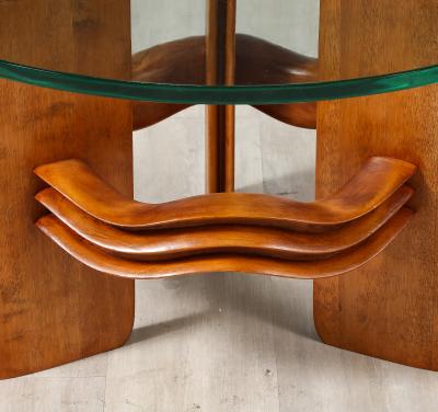 Osvaldo Borsani Osvaldo Borsani Carved Wood and Glass Cocktail Table Italy circa 1940