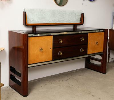 Osvaldo Borsani Osvaldo Borsani Credenza with Luigi Brusotti Glass Luminar Panel 1940s Italy