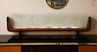 Osvaldo Borsani Osvaldo Borsani Credenza with Luigi Brusotti Glass Luminar Panel 1940s Italy