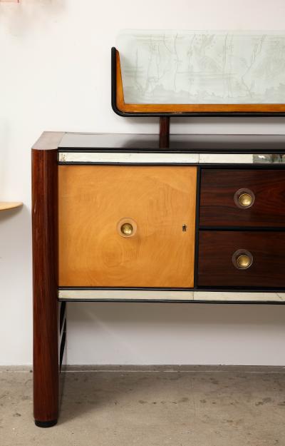 Osvaldo Borsani Osvaldo Borsani Credenza with Luigi Brusotti Glass Luminar Panel 1940s Italy