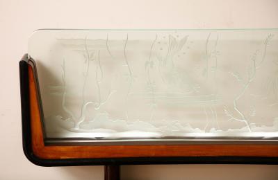 Osvaldo Borsani Osvaldo Borsani Credenza with Luigi Brusotti Glass Luminar Panel 1940s Italy