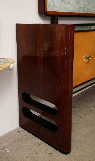 Osvaldo Borsani Osvaldo Borsani Credenza with Luigi Brusotti Glass Luminar Panel 1940s Italy