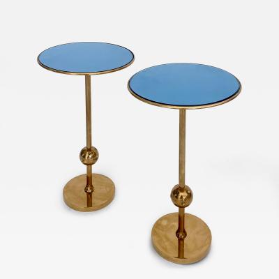 Osvaldo Borsani Osvaldo Borsani Italian Brass and Glass Side T1 TableS For Tecno PAIR