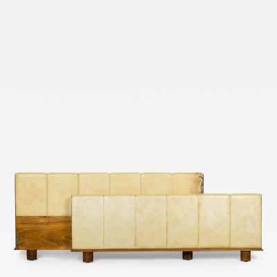 Osvaldo Borsani Osvaldo Borsani Mid Century Italian Modern Parchment Pearwood Queen Bed