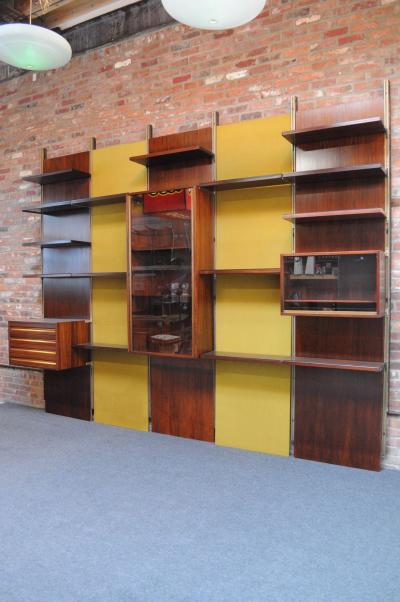 Osvaldo Borsani Osvaldo Borsani Modular Rosewood Bookcase Wall Unit with Removable Panels