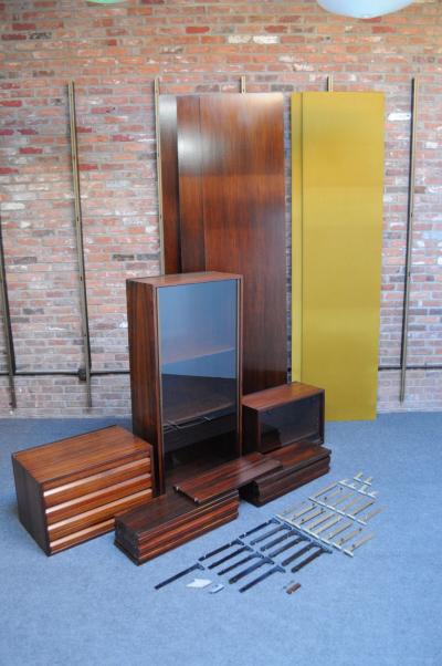 Osvaldo Borsani Osvaldo Borsani Modular Rosewood Bookcase Wall Unit with Removable Panels