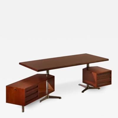 Osvaldo Borsani Osvaldo Borsani T95 teak and chromed steel desk for Tecno SPA Italy 1956