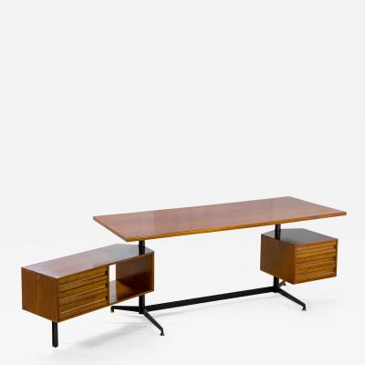 Osvaldo Borsani Osvaldo Borsani Tecno T96 Desk Wood with 2 Chests of Drawers 50s