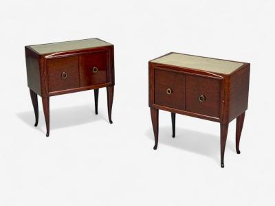 Osvaldo Borsani Osvaldo Borsani attr Exotic Wood Glass Brass Nightstands Italy 1960s