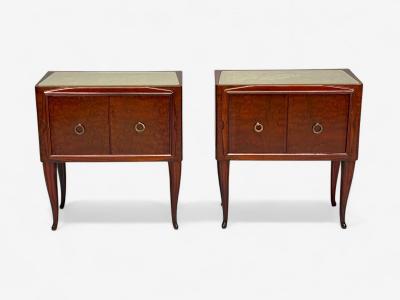 Osvaldo Borsani Osvaldo Borsani attr Exotic Wood Glass Brass Nightstands Italy 1960s