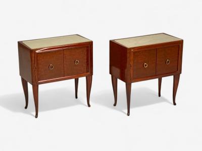 Osvaldo Borsani Osvaldo Borsani attr Exotic Wood Glass Brass Nightstands Italy 1960s