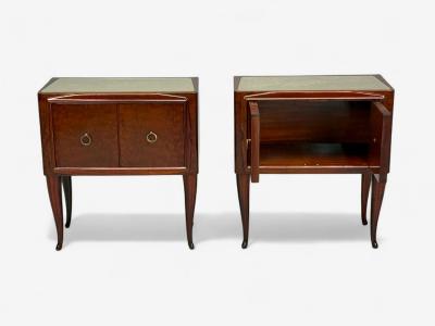 Osvaldo Borsani Osvaldo Borsani attr Exotic Wood Glass Brass Nightstands Italy 1960s