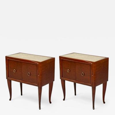 Osvaldo Borsani Osvaldo Borsani attr Exotic Wood Glass Brass Nightstands Italy 1960s