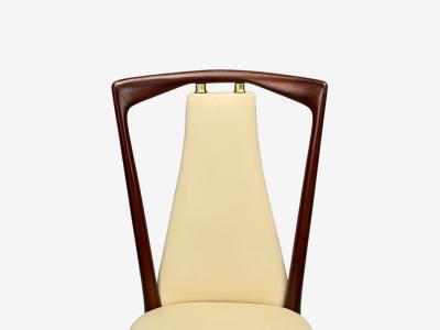 Osvaldo Borsani Osvaldo Borsani attr Mahogany Brass Leather Dining Chairs Italy 1950s