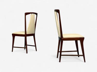 Osvaldo Borsani Osvaldo Borsani attr Mahogany Brass Leather Dining Chairs Italy 1950s